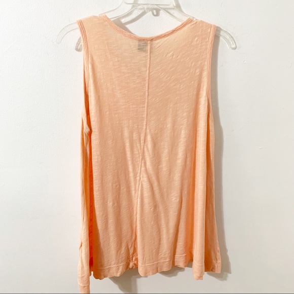 Left of Center Babydoll Sleeveless Rounded V-Neck Cotton Tunic Length Top Peach - Picture 3 of 8